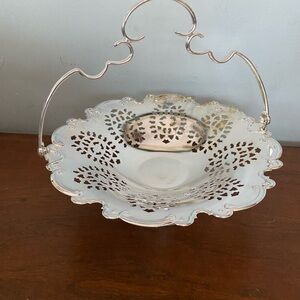 Vintage Silver Plated Swing Handled Basket New in Box Museum Re-Creations